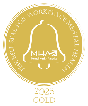 The Bell Seal for Workplace Mental Health. Mental Health America. Gold, 2025. The Bell Seal for Workplace Mental Health. Mental Health America. Gold, 2025.
