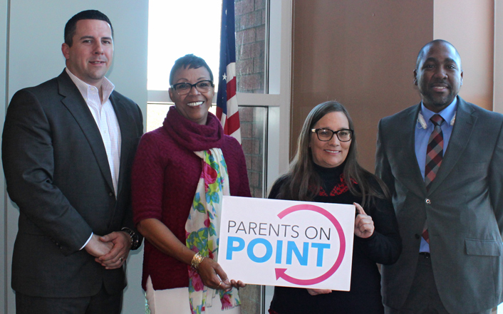 Forrest Alton of the South Carolina Campaign to Prevent Teen Pregnancy, Conway Mayor Barbara Blain-Bellamy, Susan Canterbury of Family Outreach of Horry County, and Wallace Evans, Jr. of A Father's Place