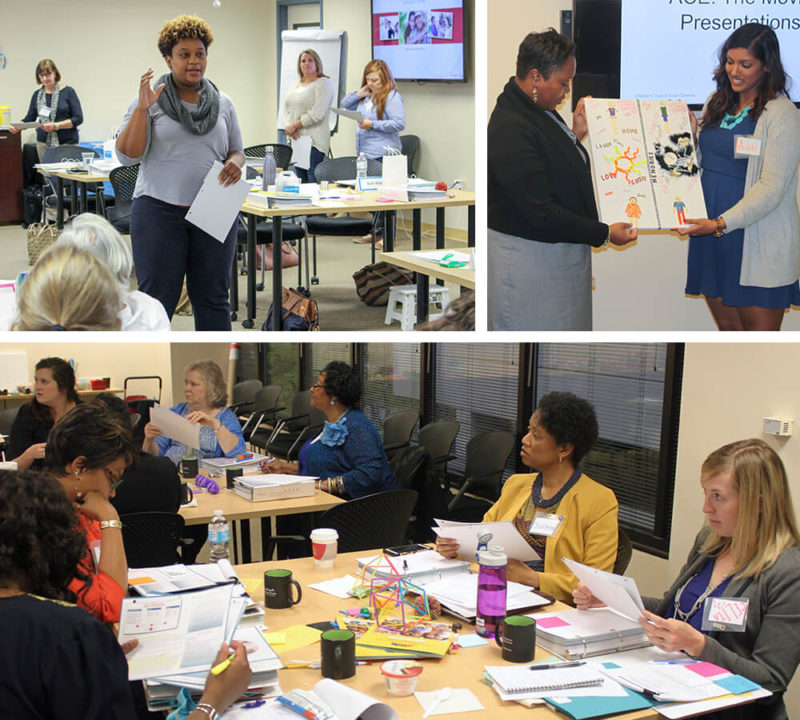 Collage of ACE training at Children's Trust