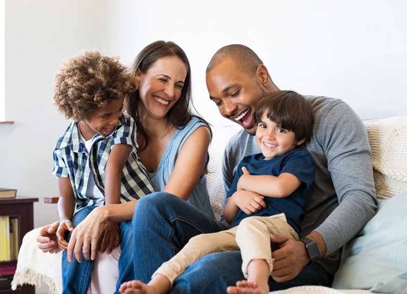 Family having fun at home