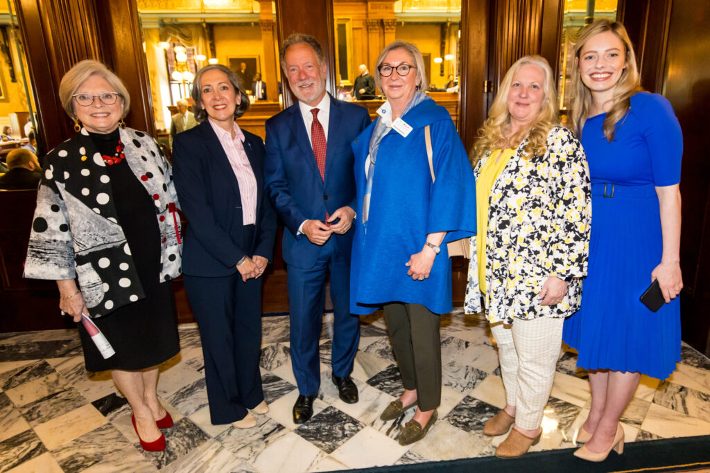 Sen. Katrina Shealy, Children's Trust CEO Sue WIlliams, David Beasley, Board Chair Beverly Hamilton, Chief Operations Officer Joan Hoffman and Senior Director of Policy and Advocacy Sarah Knox stand together after the Senate resolution reading.