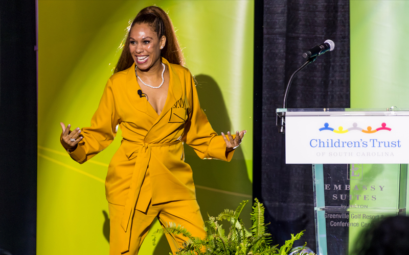 Princess Sarah Culberson on stage at the Building Hope for Children Conference 2024.