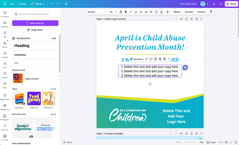 Canva template screenshot