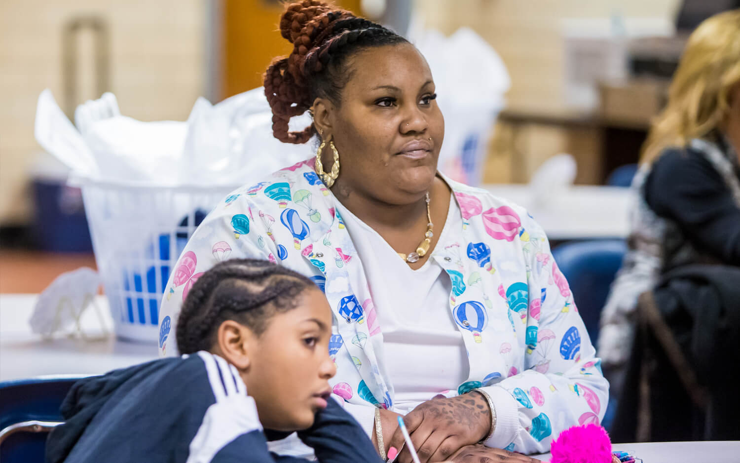 Family listens during an SFP session.