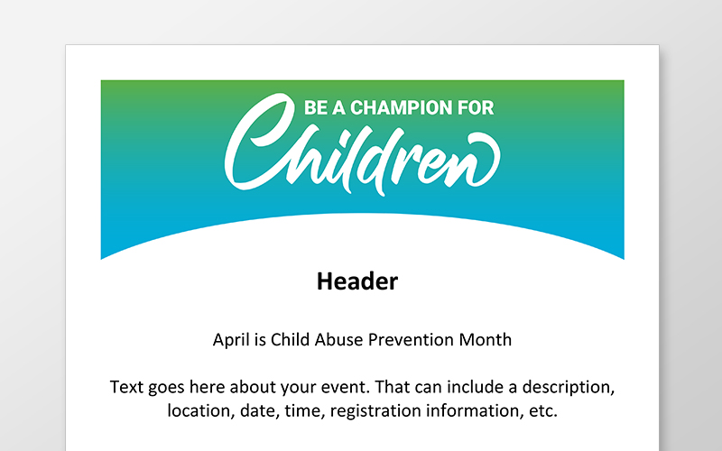 Child Abuse Prevention Month 2023 event flyer template mockup.