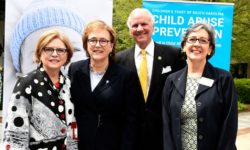 Sen. Katrina Shealy, DSS director Susan Alford, Gov. Henry McMaster and Children’s Trust CEO Sue Williams gather at the Governor’s Mansion for the start of Child Abuse Prevention Month in April.