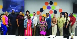 Pictured here (in front): Mary Benjamin (Community Liaison with New Vision Community Development Corp.), Patsy Sawyer (Chief Operating Officer of the Darlington Community Foundation). (Back Row): Roneka Benjamin (Exec. Dir. of Girl I Got You), Wayne Brown (Exec. Dir. of New Vision), Deputy Brianna Zimmerman (Darlington County Sheriff’s Office), Jessica Cohen (Chief Strategist of Sparso Co.), Stephen Scoff (Juvenile Justice Program Mgr., S.C. Children’s Law Center), Molly Bloom (Research Associate, S.C. Children’s Law Center), Tanya Dixon (Juvenile Justice Program Coordinator, S.C. Children’s Law Center), Brittany Crowley (Community Relations Coordinator, Children’s Trust of S.C.), Joyce Coe Everett (Community Outreach with Darlington County Sheriff’s Office), Jordyn Jefferson (Public Relations, Darlington County Sheriff’s Office), Robinesha Stucks (Victims Advocate, Darlington County Sheriff’s Office). PHOTO BY STEPHAN DREW