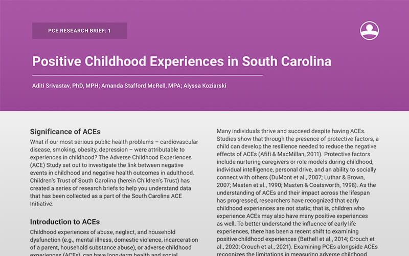 Positive Childhood Experiences in South Carolina research brief.