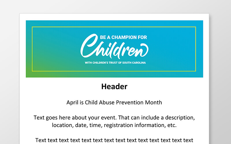 Child Abuse Prevention Month 2025 event flyer template mockup.