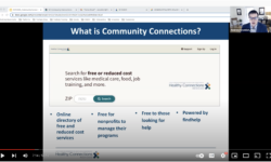 Screenshot of Community Connections Spring Convening webinar